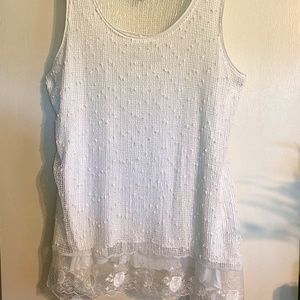 Avenue Open-Stitch Sharkbite Tank, White, Size 18/20